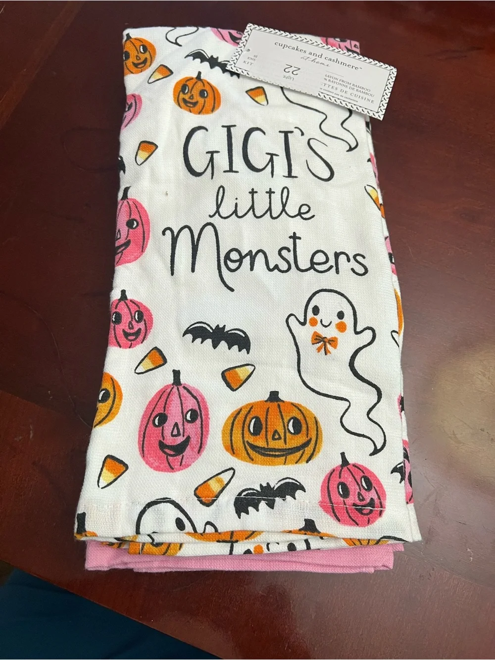 Gigi's Little Monsters 3-Piece Halloween Bamboo Towel Set - Pink & White